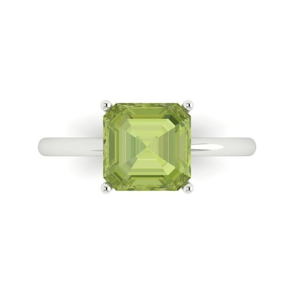Solitaire Engagement Ring for Women - 2.5ct Natural Peridot in 14K White Gold Promise Ring