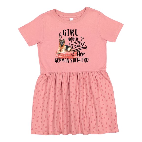 Inktastic A Girl Who Loves Her German Shepherd Girls Toddler Dress