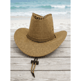 thumbnail image 3 of QSAWXQZ Men's Vintage Straw Cowboy Hat Wide Brim Sun Protection with Chin Strap Breathable Beach Ranch Cap M, 3 of 6