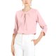 thumbnail image 1 of CURVOSPORT Camisa Elegante para Mujeres, Top de Oficina con Abertura en el Cuello, Frontal Plisado, Manga 3/4, Blusa de Chifón 2XL Rosa, 1 of 7