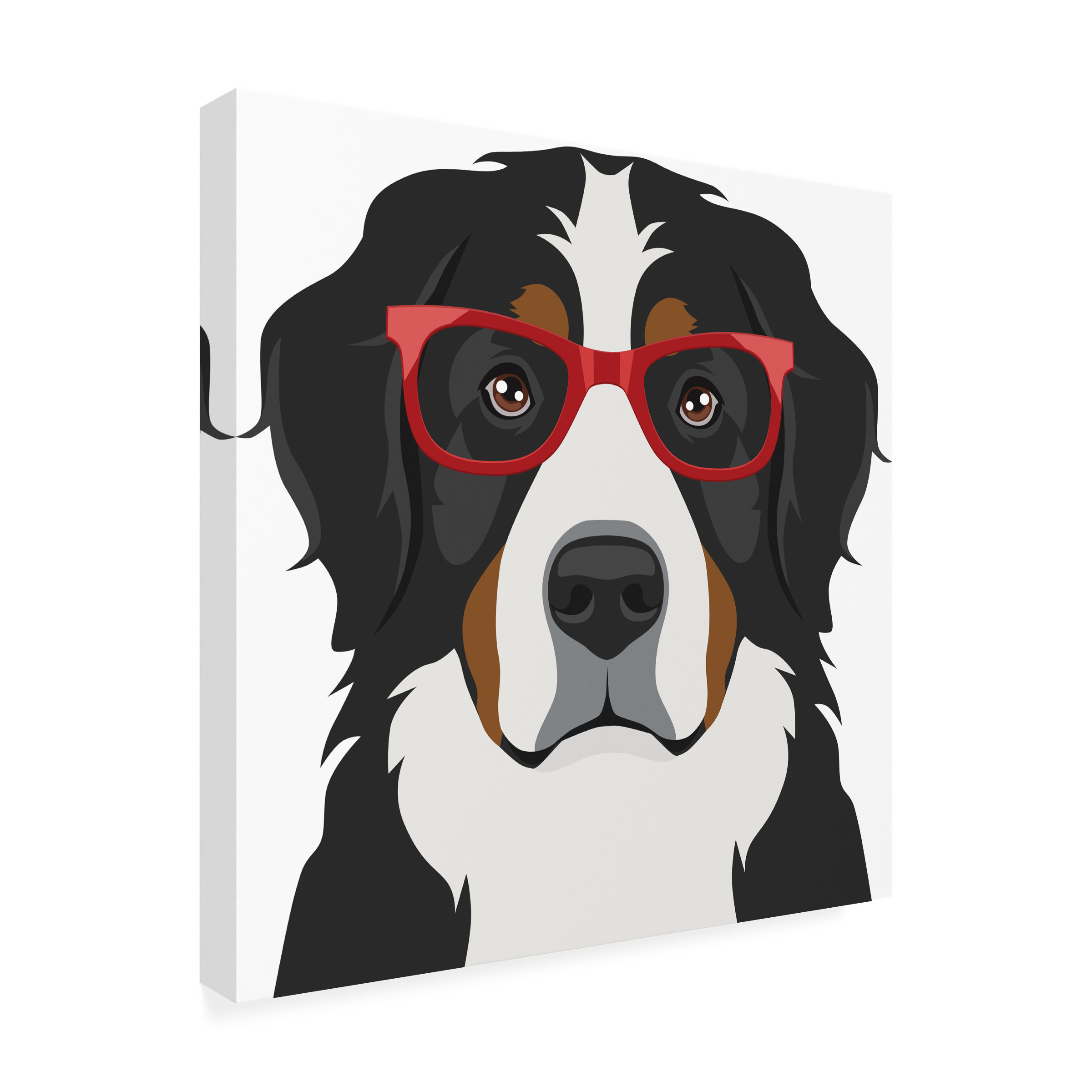 Furbaby Affiliates 'Bernese Mountain Dog Wearing Hipster Glasses' Canvas Art