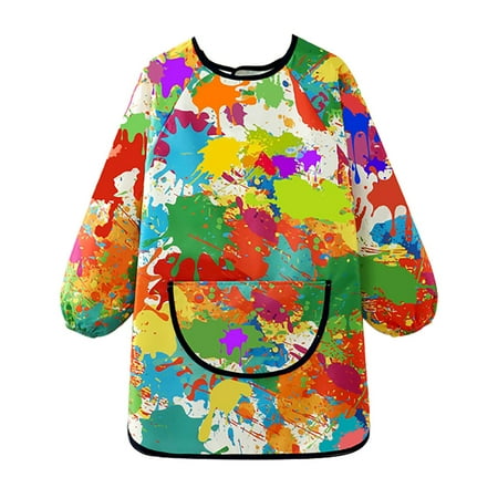 

EnJoCho Kids Aprons for Painting Colorful Children s Art Overalls Children s Apron Painting Supplies Long Sleeves Art Aprons with Pockets Cute Cooking Apron for Children Boys Girls