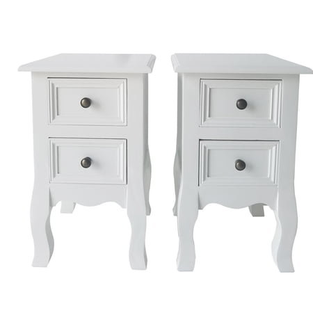 Homeholiday 2pcs Country Style Two Layer Bedside Cabinets 2 Tiers 2 Drawer Bedside End Table Nightstand Home Bedroom Furniture Walmart Canada