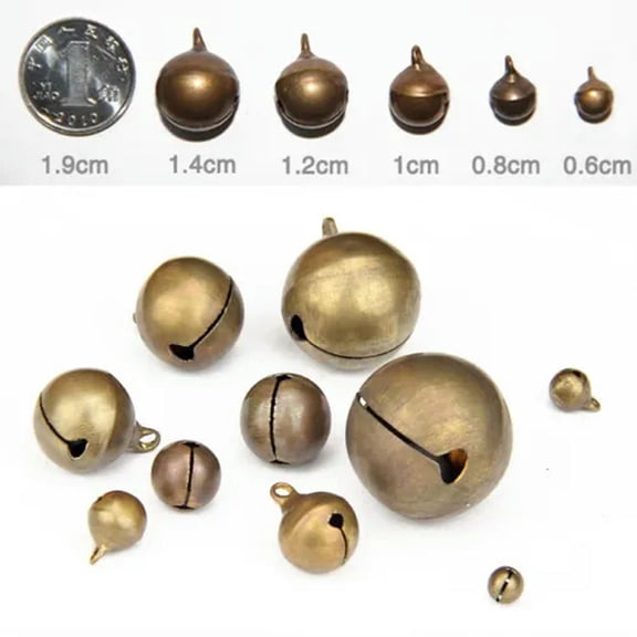 U8MO Wholesale Bronze Metal Brass Jingle Bells Pendant Charm Craft Beads Making DIY-12mm 20pcs