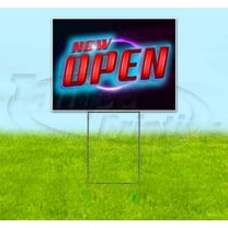 Now Open (18" x 24") Yard Sign, Includes Metal Step Stake