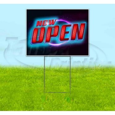 Now Open (18" x 24") Yard Sign, Includes Metal Step Stake