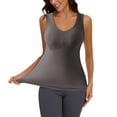 thumbnail image 2 of Fiaer Womens Tank Tops with Built in Bra Oversized Thermal Underwear Elegant Solid Color Trendy Warm Layer Cami for Winter Grey XXXXL, 2 of 4