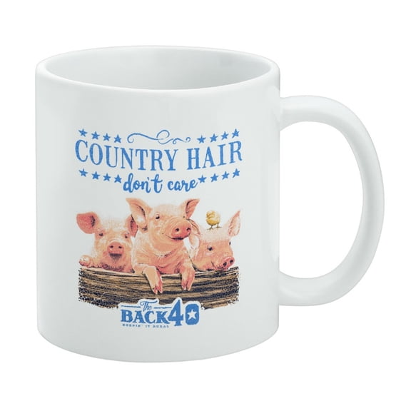 Back 40 Country Hair Don't Care Farm Pigs Farm Farming White Mug