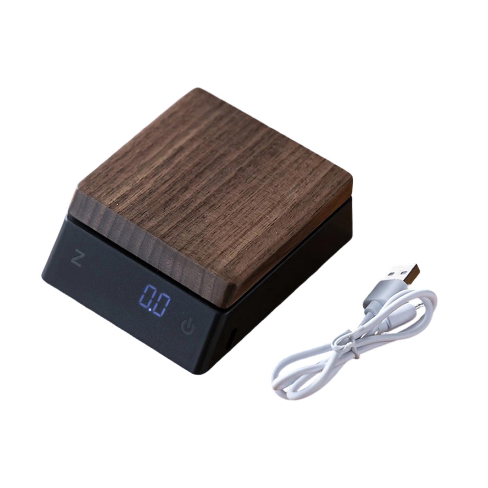 Fiocias Digital Coffee Scale High Precision Wood Compact Kitchen Weighing for Coffee and Black