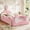 Pink + White + Metal + Plywood + Teddy + Twin, variant on Twin size Upholstered Floor Bed Cute Rabbit Headboard Bed Frame with Side Storage Pockets Low Profile Platform Bed for Bedroom,Beige