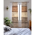 thumbnail image 3 of Farmhouse Beige Brown Sheer Curtains 84 Inch Length 2 Panels Set for Living Room/Bedroom, Vintage Wooden Striped Kitchen Curtains Grommet Semi-Sheer Curtains Drapes Voile Window Treatments 42"x84"x2, 3 of 7