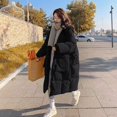 thumbnail image 4 of Chaqueta de algodón de plumón de tamaño mediano a largo para mujer, chaqueta de algodón holgada y gruesa con capucha y bolsillo grande, 4 of 5
