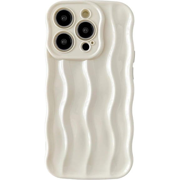 for iPhone 15 Pro Case,Water Ripple Pattern Curly Wave Frame Soft Compatible with iPhone Case (White,iPhone 15 Pro)