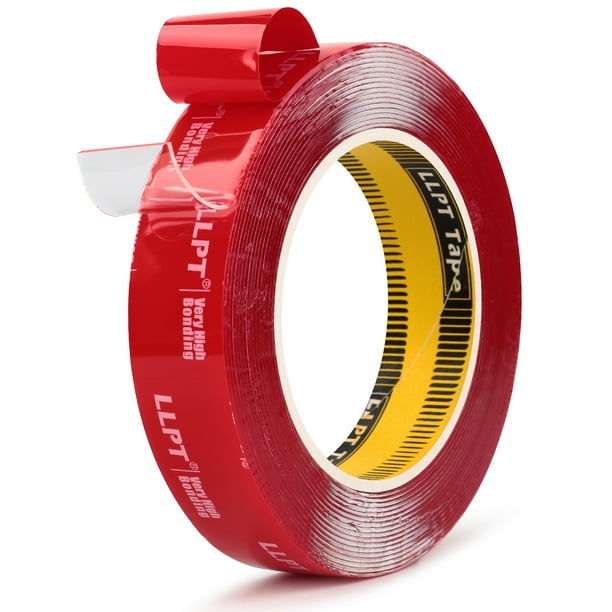 LLPT Double Sided Tape Clear Mounting Tape 1" x 18 ft Heavy Duty