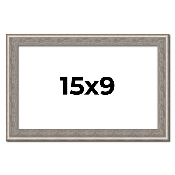 15x9 Frame Grey Real Wood Picture Frame Width 1.25 inches | Interior Frame Depth 0.5 inches | Hans