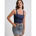 thumbnail image 3 of Women Double Lined Womens Tank Tops Y2K Going Out Crop Tops Slim Sleeveless Summer Square Neck Shirts Dark Blue XS, 3 of 6