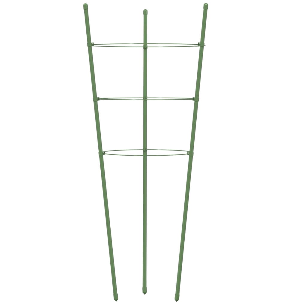 vidaXL Garden Plant Supports with 4 Rings Climbing Frame 5 Pcs Green Steel