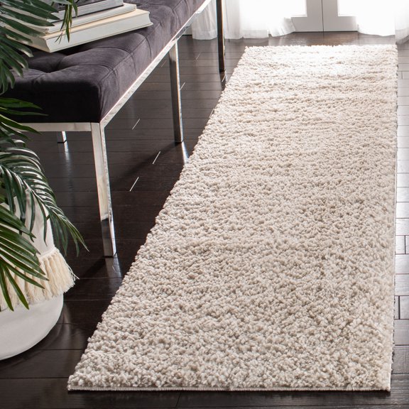 SAFAVIEH August Carlene Solid Plush Shag Runner Rug, Beige, 2'3" x 20' - Modern Design, Beige, Non-Shedding & Easy Cleaning, Ultra Plush Thick Pile, Ideal for Living Room, Bedroom, Entryway