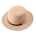 thumbnail image 2 of Hkoxplj Unisex Flat Top Wide Brim Fedora Hat Mens Womens Winter Autumn Felt Hat Panama Jazz Hat With Satin Band Gold Wheat Spike Decor Suit Cap Church Party Dressy Hat 9 Colors, 2 of 3