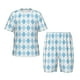 thumbnail image 1 of Balery Blue and White Squares Conjunto de Pijama Infantil de Manga Corta con Estampado – Ropa de Dormir de Algodón Suave-Medium, 1 of 6