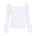 thumbnail image 5 of BLVB Women’s Fall Long Sleeve T Shirts Slim Tops Square Neck Ribbed Knit Shirts Casual Tight Tee Blouses, 5 of 7
