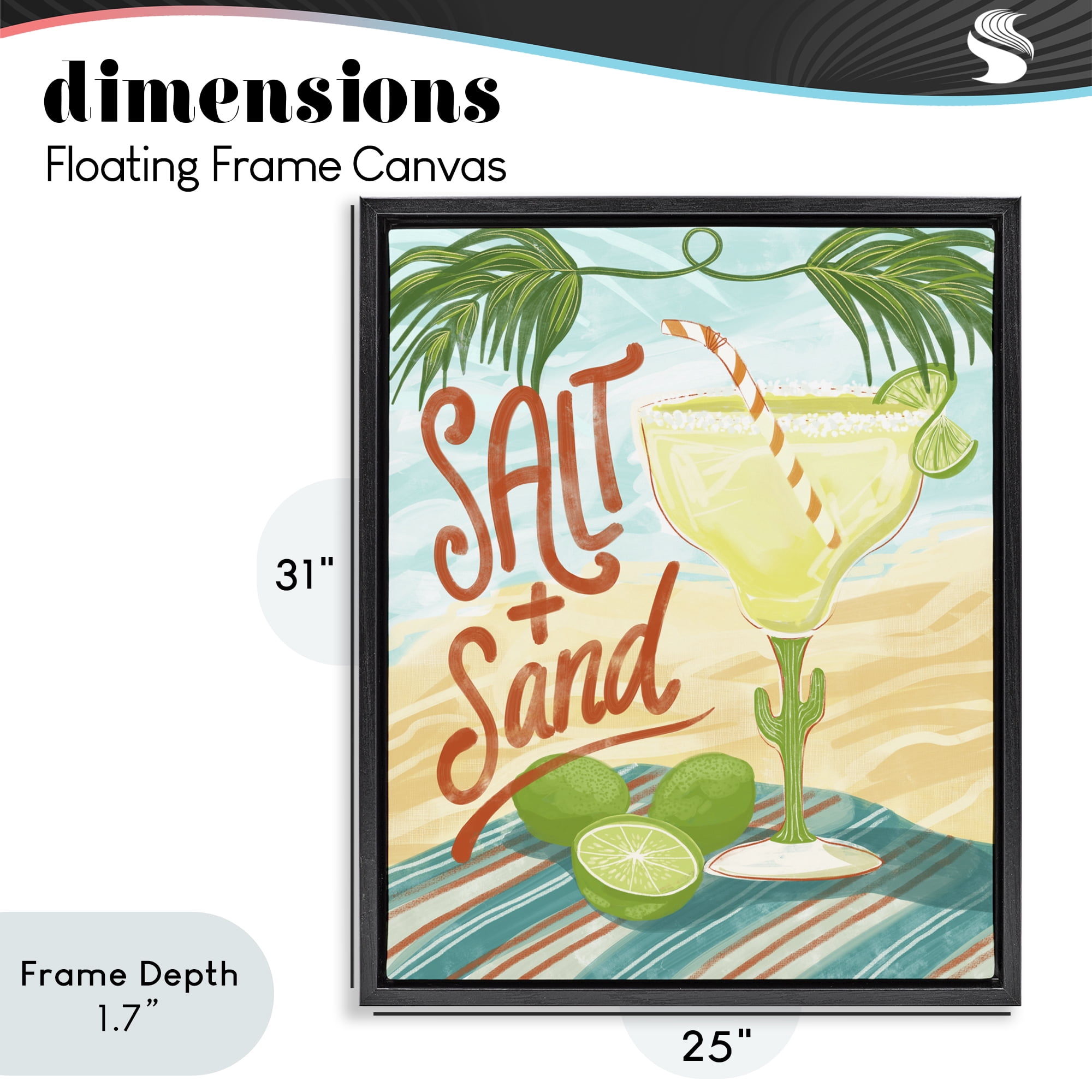 Stupell Industries Salt & Sand Margarita Black Framed Floater Canvas Wall Art, design by Connie Summers