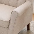 thumbnail image 2 of AFO Button-Tufted Wingback Accent Chair set of 2, Modern Mid-Century Armchair with Thick Padded Seat, Rolled Arm & Solid Wood Legs, For Bedroom/Office/Living Room, Beige, 2 of 15