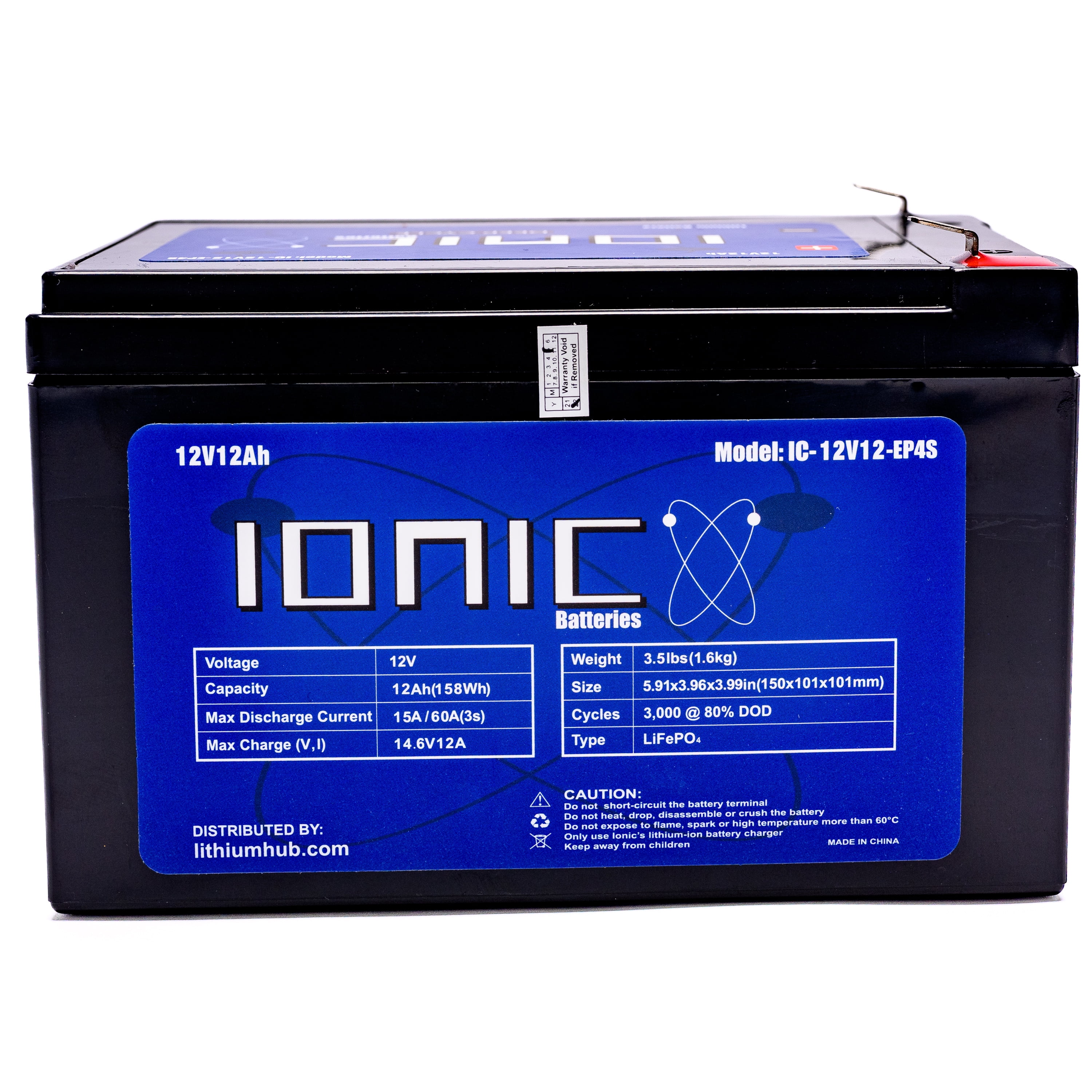 Ionic Batteries Lithium 12V 12Ah (Amp-Hour) Deep Cycle