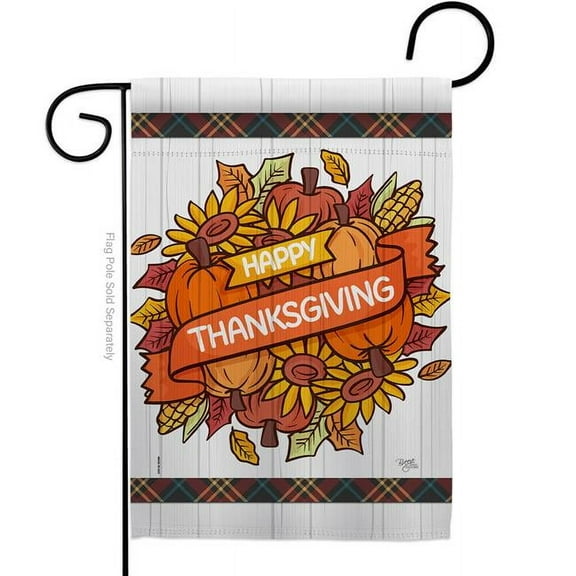 Breeze Decor G163088-BO Grateful Thanksgiving Garden Flag Fall 13 x 18.5 in. Double-Sided Decorative Vertical Flags for House Decoration Banner Yard Gift