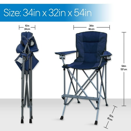RMS Extra Tall Bar Height Director Chair with Carrying Bag, Blue