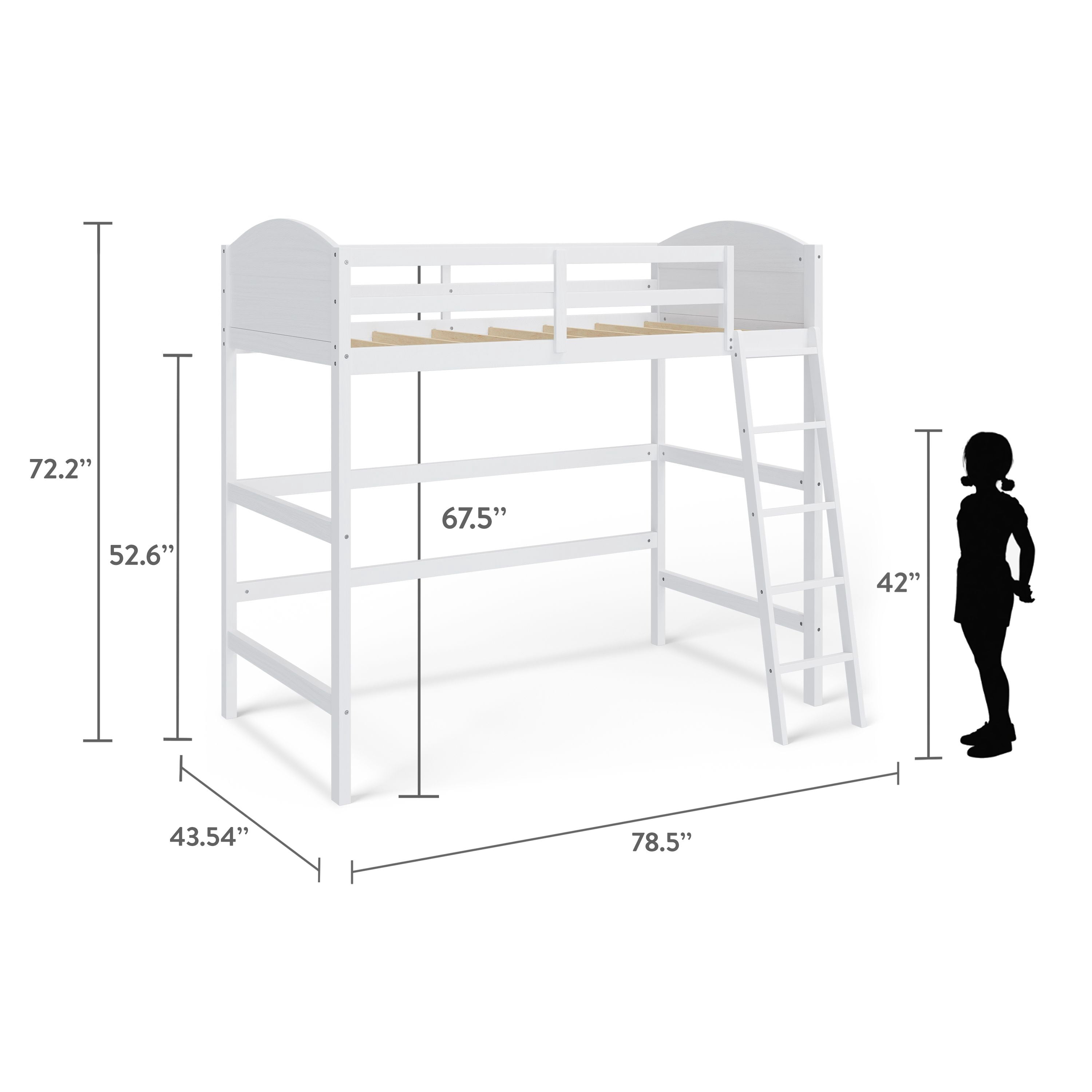 Mainstays Kids Twin Wood Loft Bed, White