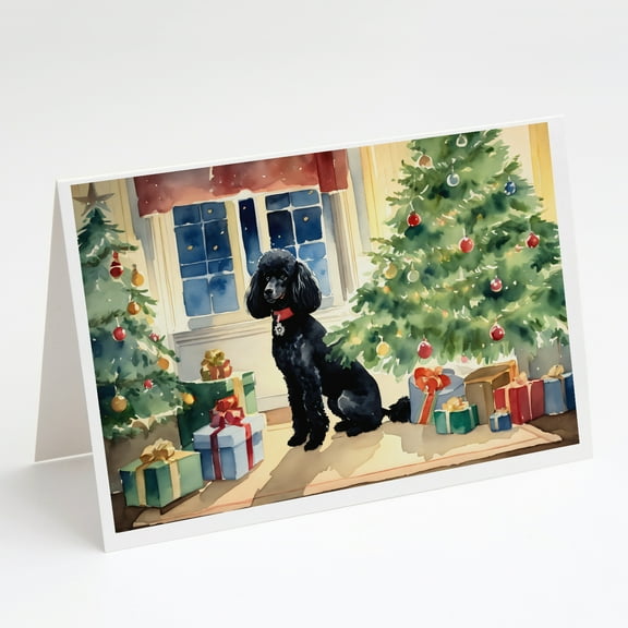 Poodle Cozy Christmas Greeting Cards Pack of 8 7 in x 5 in