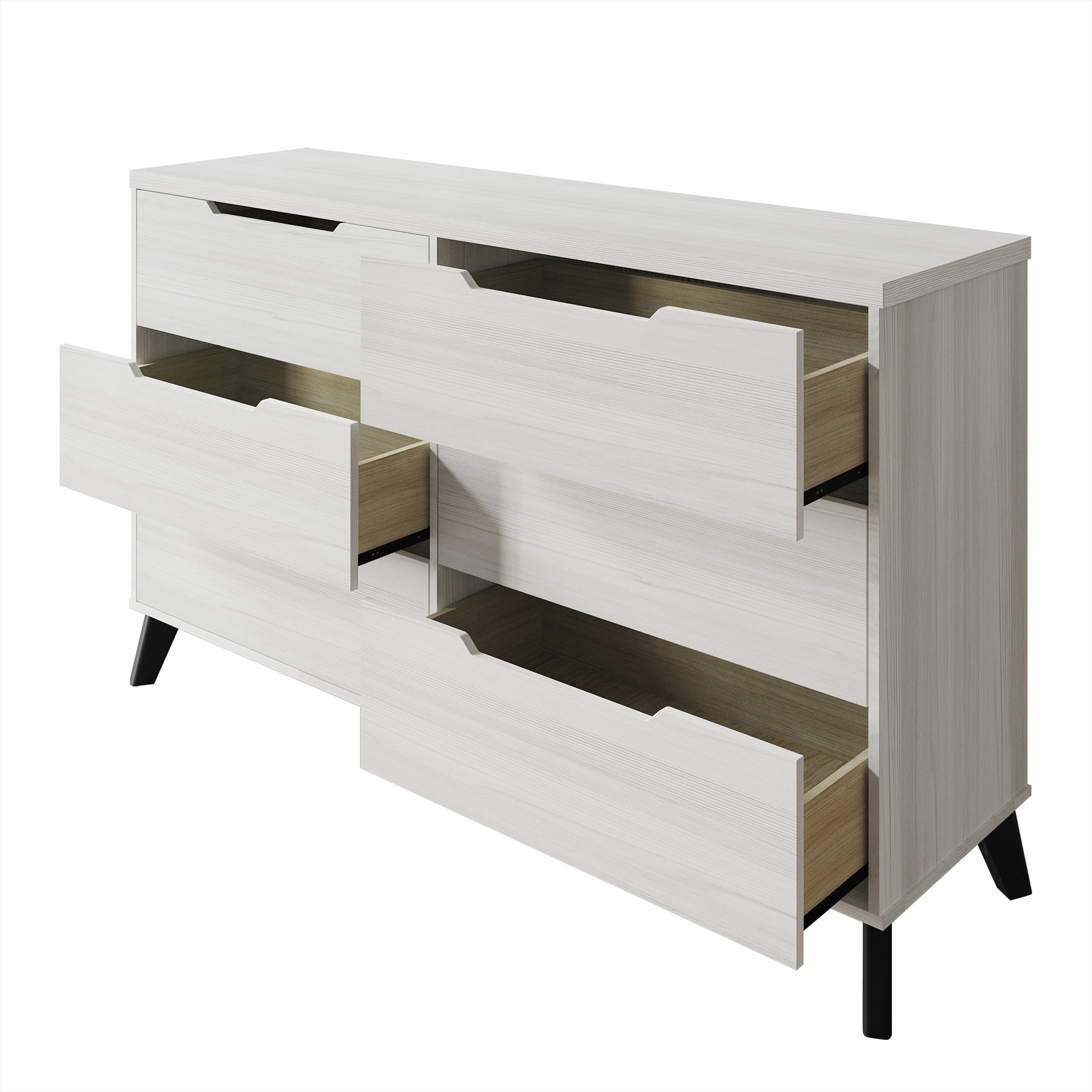 Castle Place Modern 6-Drawers Wooden Dresser, Light Grey