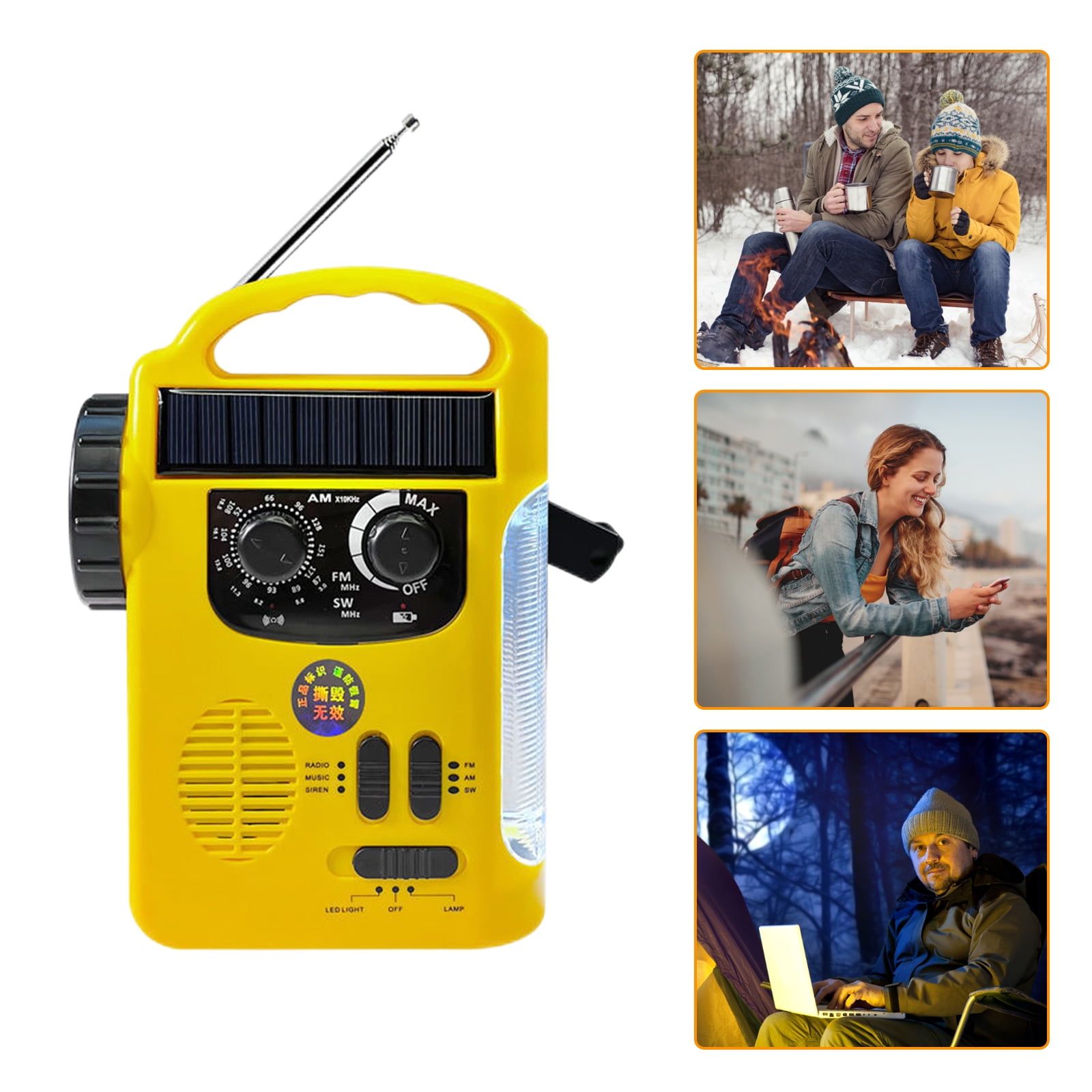 Yucurem Multifunctional Solar Emergency Weather Radio Handcrank Am/fm Radio (Yellow)