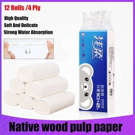 12 Rolls 4Ply White Tissue Paper Water Absorption Bathroom Home ...