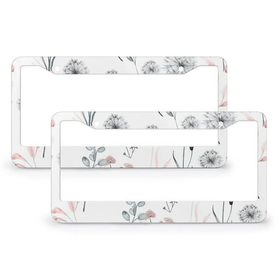 2 PCS Dandelions With Dragonflies License Plate Frames Dandelion Dragonfly Car License Plate Frame Metal 2 Holes for Women Men Auto Decoration Hardware