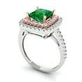 thumbnail image 2 of Halo Engagement Ring for Women - 2.07ct Simulated Emerald in 14K White/Rose Gold Promise Ring, 2 of 6