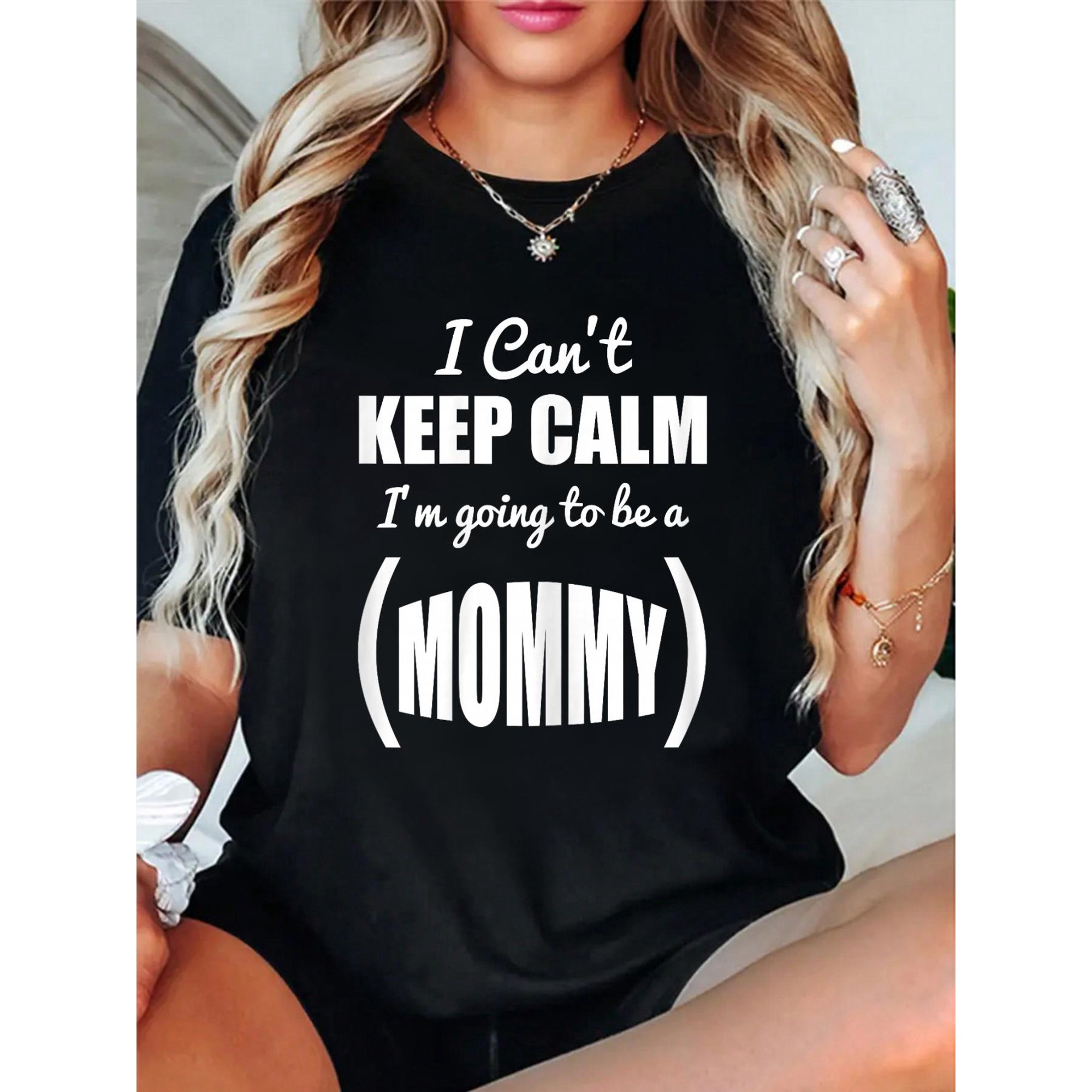 100% Cotton I can't keep calm i'm going to be a Mommy Pregnancy T-Shirt Women's Men's Graphic Tee Casual Tops
