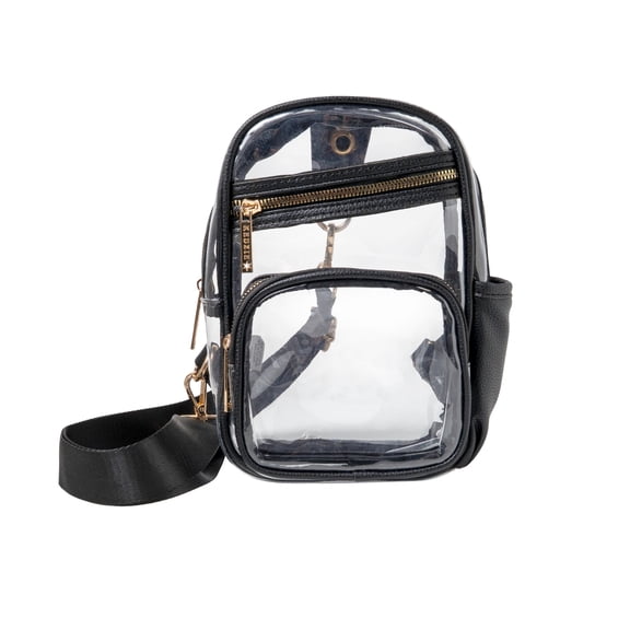 Kedzie Women's Clear Crossbody Sling Bag with Adjustable Strap and Pockets, Black