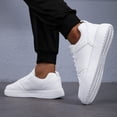 thumbnail image 3 of Men's Lightweight Lace-Up Casual Sneakers - Fashionable Solid White Low-Top Skate Shoes with Anti-Slip Durable EVA Soles, Solid-Color Microfiber Upper and Fabric Lining, Round-Toe Casual Running, 3 of 6