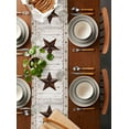 thumbnail image 2 of ERUNPONLY American Country Table Runner - 36 Inch Long Farmhouse Barn Star Brown Berry Cotton and Linen Blended Dress Scarves Farmhouse Table Runner for Kitchen Dining, Coffee Table, 13"x36", 2 of 8