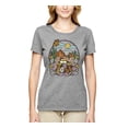 thumbnail image 2 of Wild Bobby Trendy Landscape With Daisies Cactus Monarch Butterfly Nature Lover Women Graphic Tee, Heather Grey, Small, 2 of 6