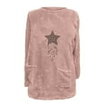 thumbnail image 4 of Lovskoo Fuzzy Fleece Pullover Tops for Women Winter Warm Christmas Printed Long Sleeve with Pocket Crewneck Solid Color Warm Top Pink, 4 of 5
