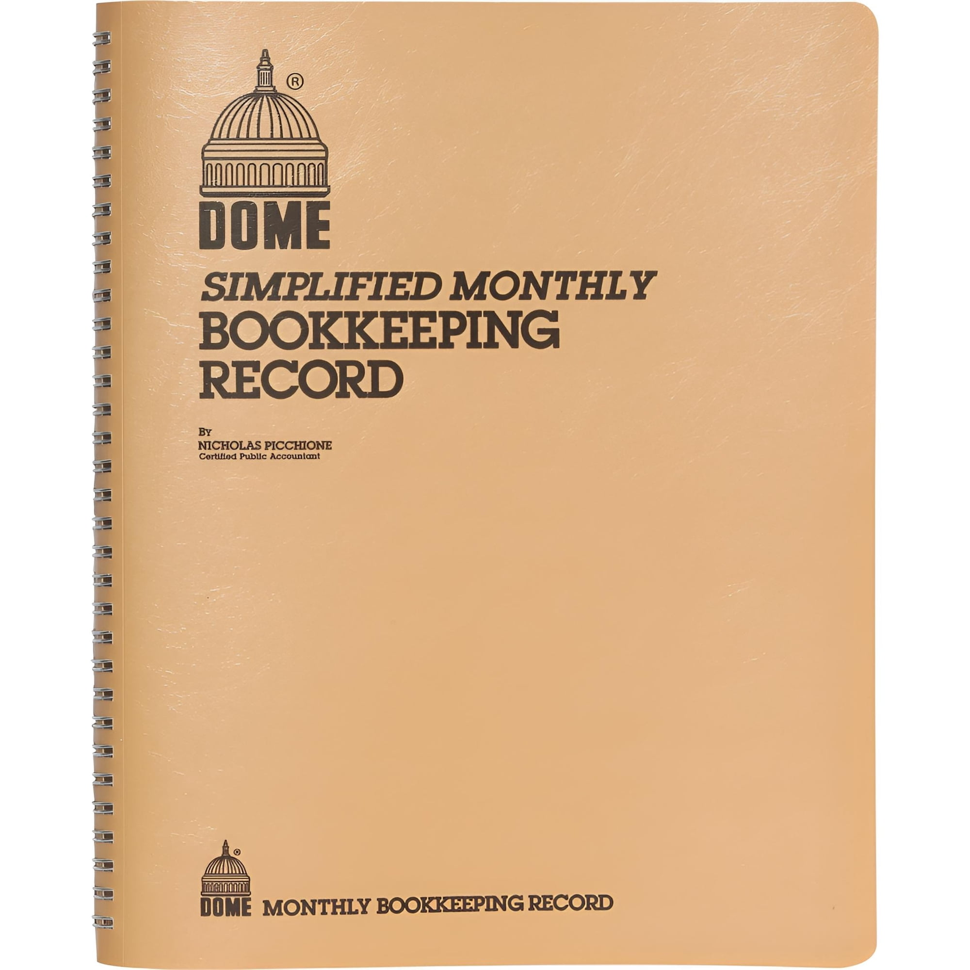 Dome Bookkeeping Record Book - 128 Sheet(s) - Wire Bound - 8 3/4" x 11 1/4" Sheet Size - White Sheet(s) - Beige Cover - Recycled - 1 Each