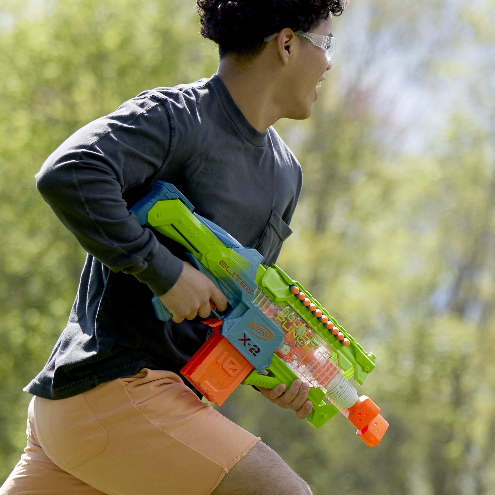 Nerf Elite 2.0 Double Punch Motorized Electronic Blaster, Outdoor, 50 Elite Darts, 2x 10-Dart Clips