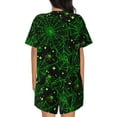 thumbnail image 3 of Kdxio Green Bright Web with Spiders Print Pajamas Sets for Women Short-Sleeved Pjs with Lounge Shorts Two Piece Sleepwear S-4XL, 3 of 8