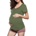 thumbnail image 1 of WTXUE T-Shirts de Maternité, Débardeur de Maternité pour Femmes, Manches Courtes Décontractées, Col Rond Froncé sur le Côté, Vert, 1 of 6