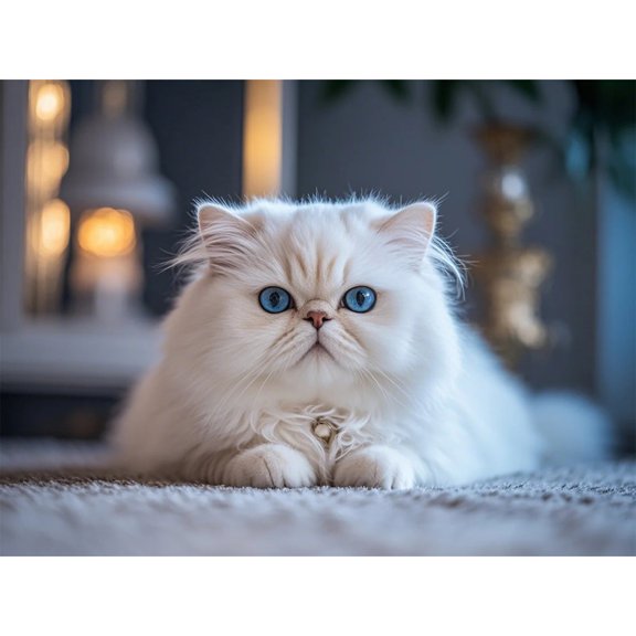 Lcdjbfbf Animal 5D Diamond Art Kit,Persian cat pattern,by Number Stitch Arts and Crafts, DIY Paint Round Diamonds Paintings Gem Painting ,for Home Living Room Wall Decor 30x40cm