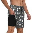 thumbnail image 3 of Haiem Lovely Penguin Mens Swim Trunks with Compression Liner 2 in 1 Swimming Shorts Stretch Swimwear Quick Dry,Board Shorts-Large, 3 of 9