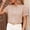 Khaki, variant on Plaid Shirts for Women V-Neck Casual Puff Short Sleeve Blouse Peplum Button Down Fitted Flutter Shirts Tops for Women Black S